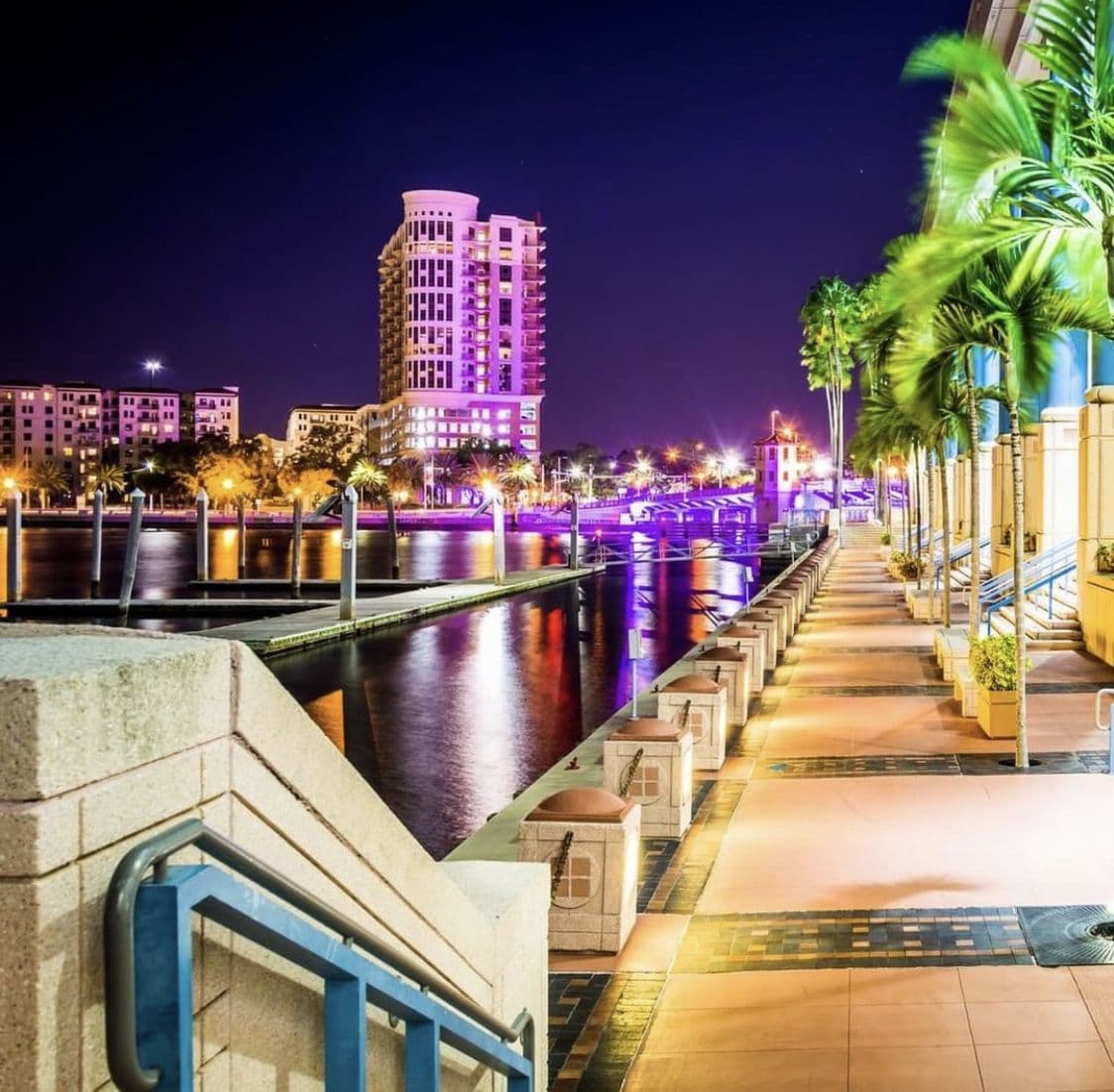 The completed Tampa Riverwalk along the Hillsborough River in front of the Tampa Convention Center, 2020 — the continuous public waterfront the segments produced.